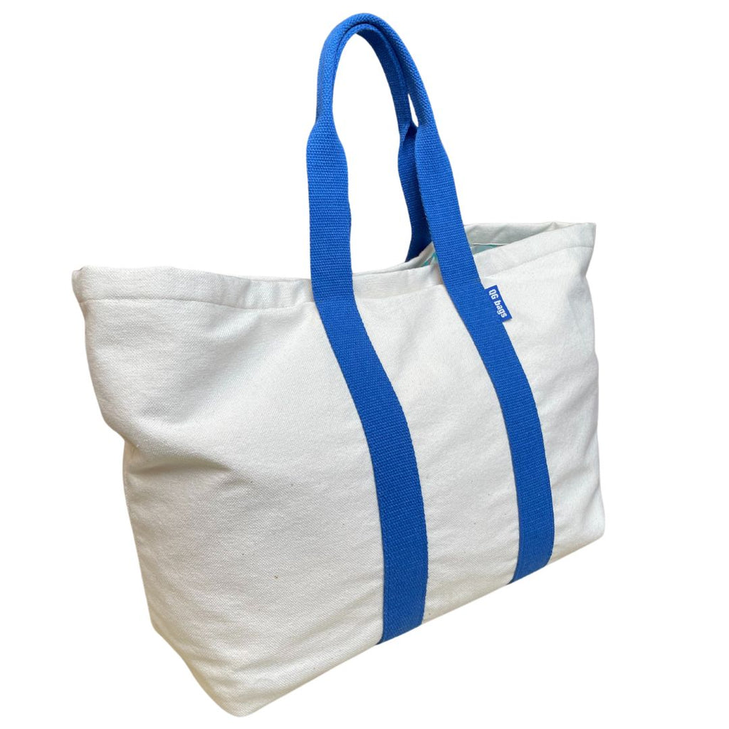 Super Bag tessuto bianco + fodera zig zag