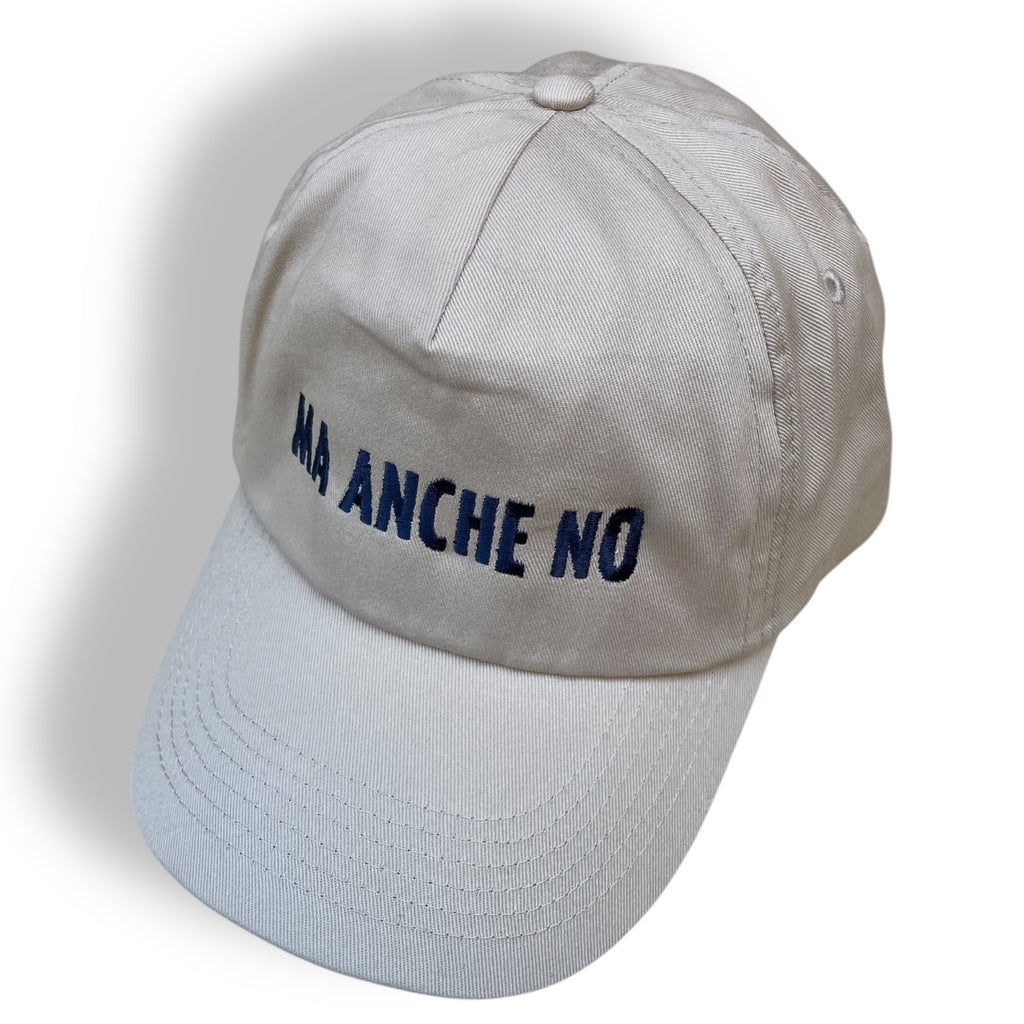 CAP tessuto panna + ricamo blu