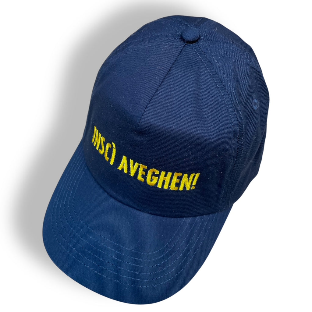 CAP tessuto blu + ricamo giallo