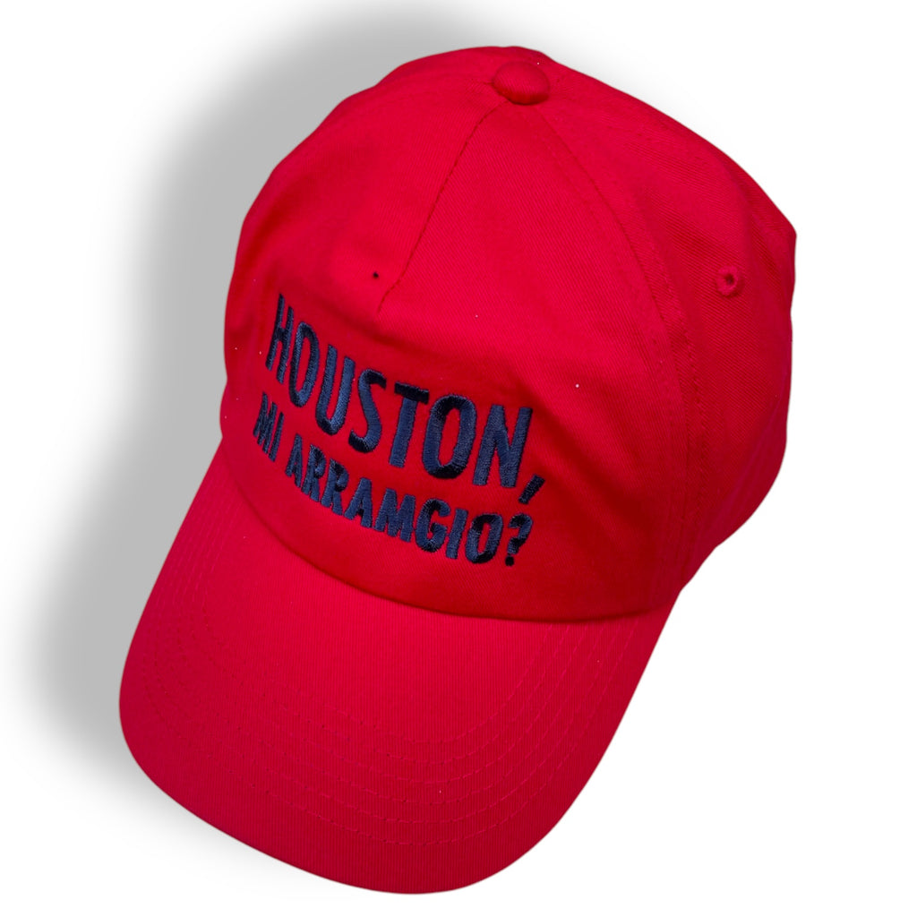 CAP tessuto rosso + ricamo blu