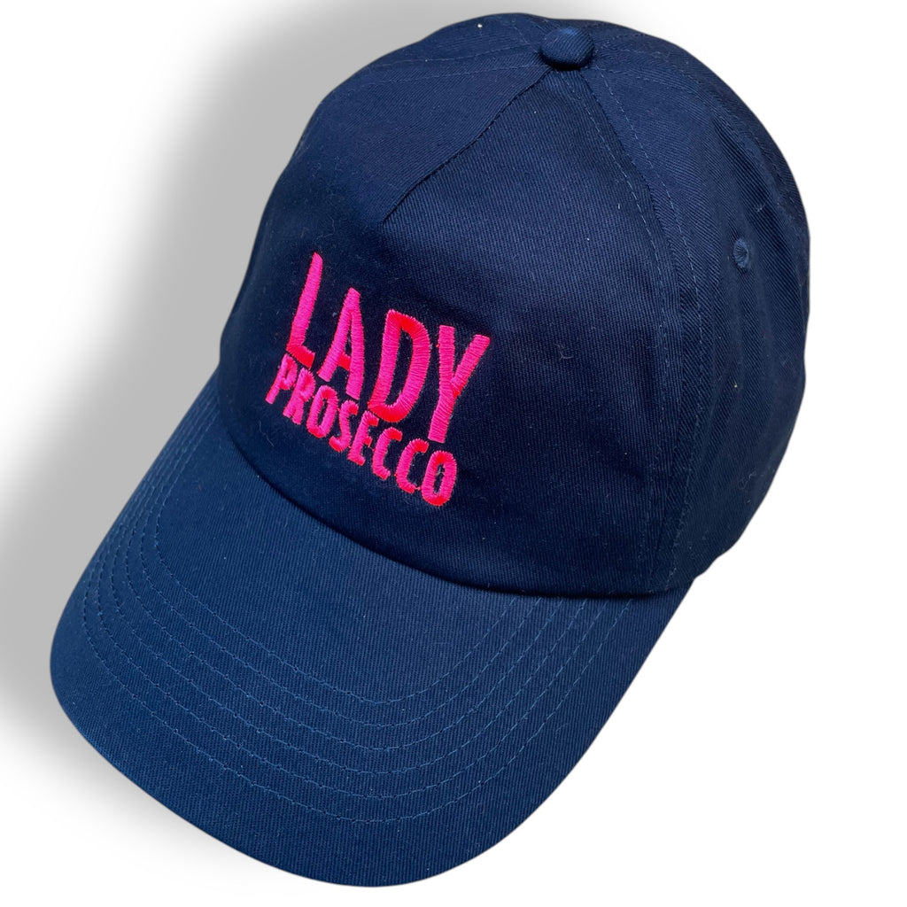 CAP tessuto blu + ricamo fucsia fluo