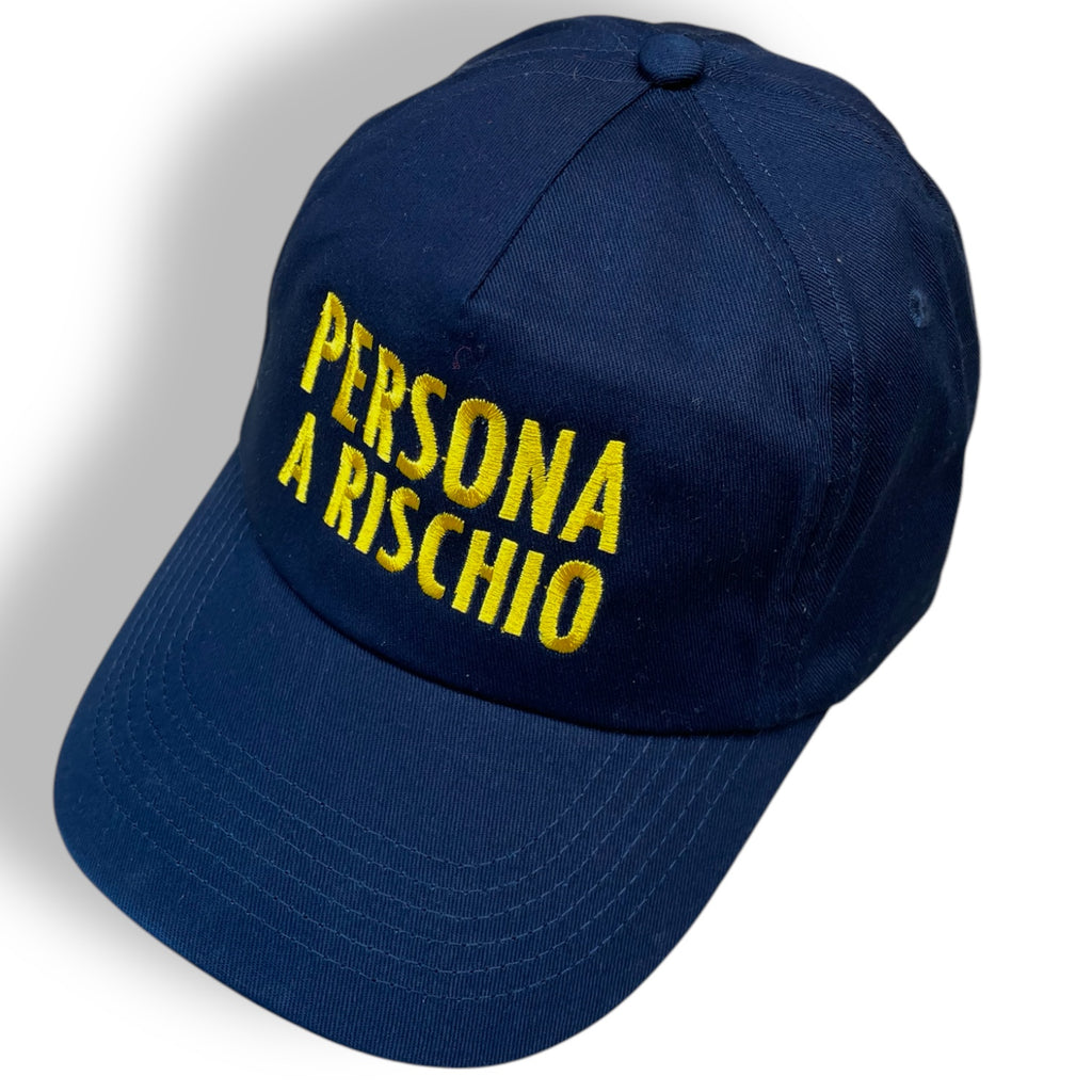 CAP tessuto blu + ricamo giallo