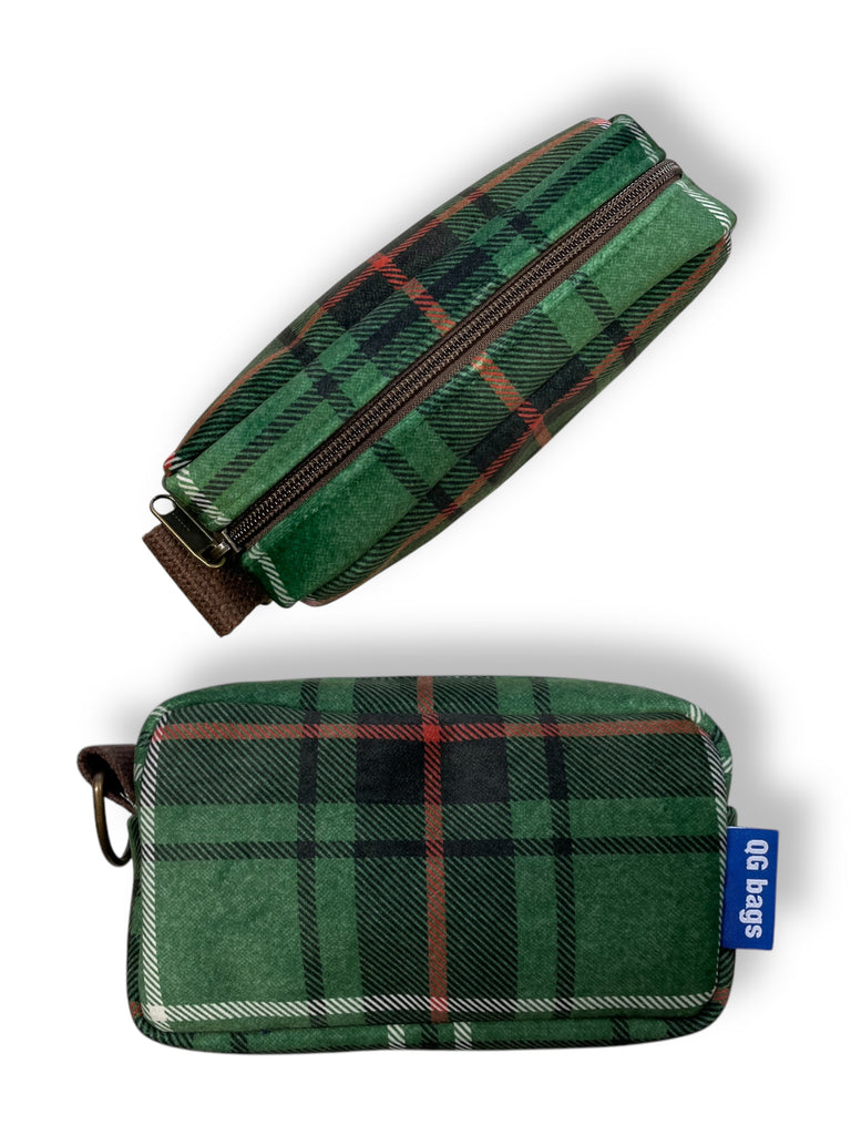 PILLOLA velluto impermeabile tartan + cerniera marrone
