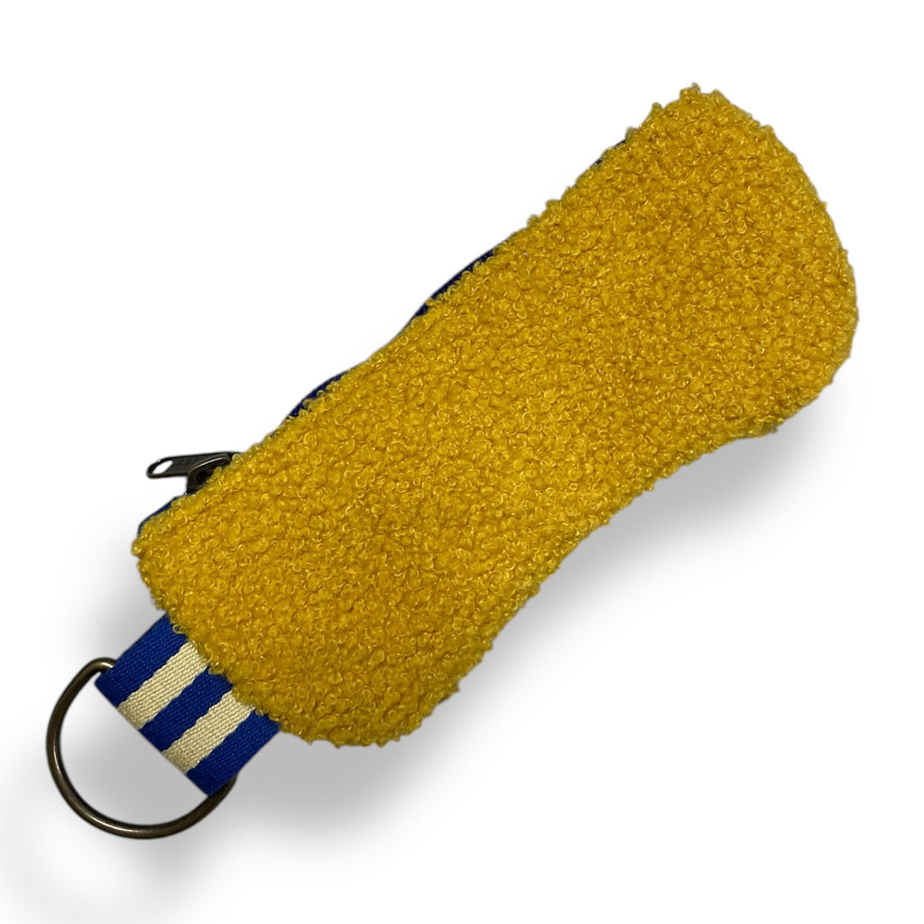 PORTA OCCHIALI pelosino giallo + cerniera blu
