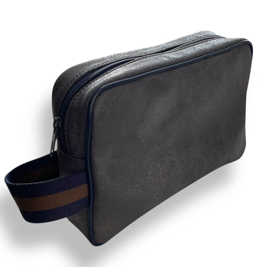 BEAUTY MAN LUXURY pelle grigia scura + fodera blu + manico blu/biscotto/blu