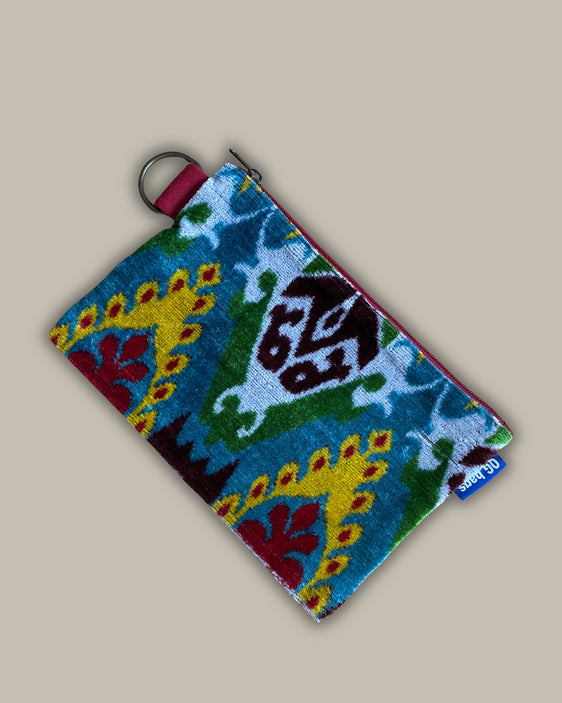 POCHETTE tessuto jaquard velluto + cerniera rosso scuro