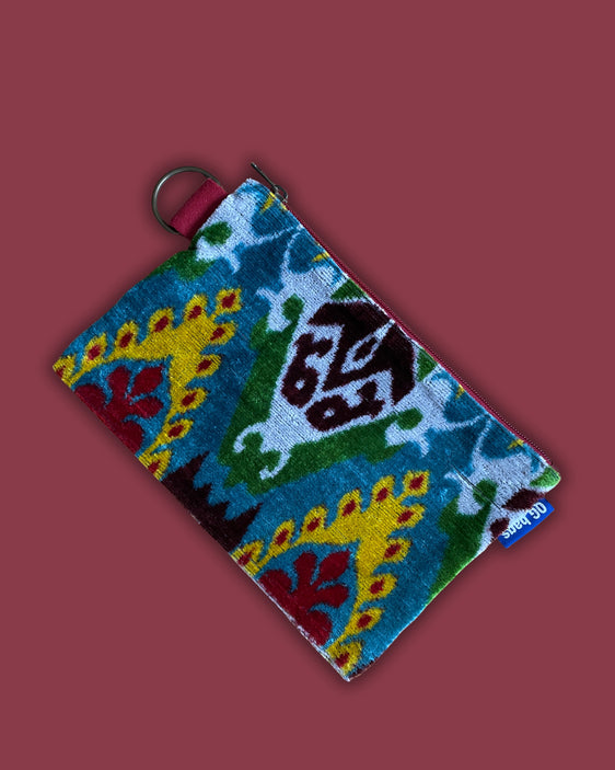 POCHETTE tessuto jaquard velluto + cerniera rosso scuro