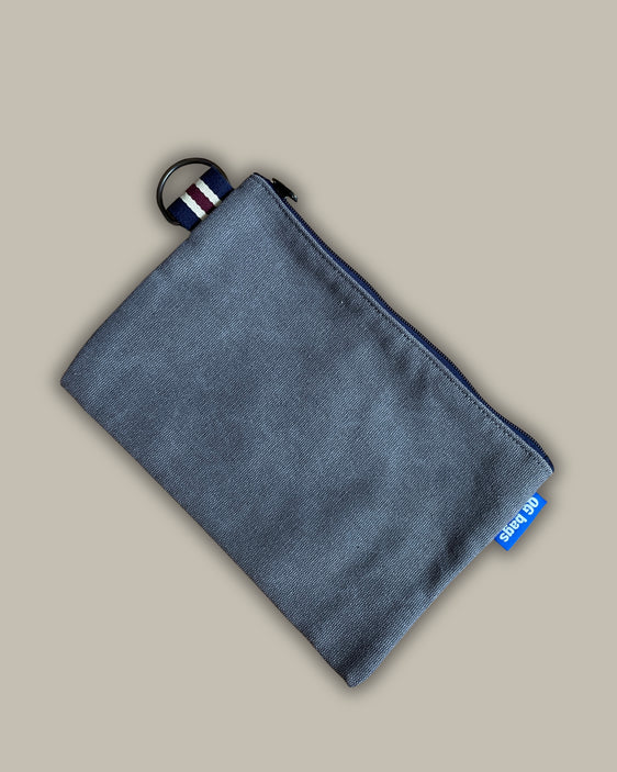 POCHETTE tessuto grigio + cerniera blu