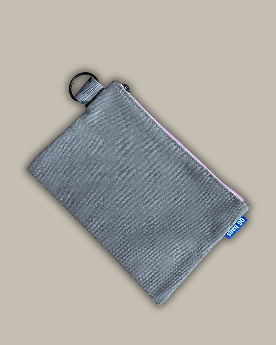 POCHETTE tessuto grigio + cerniera rosa