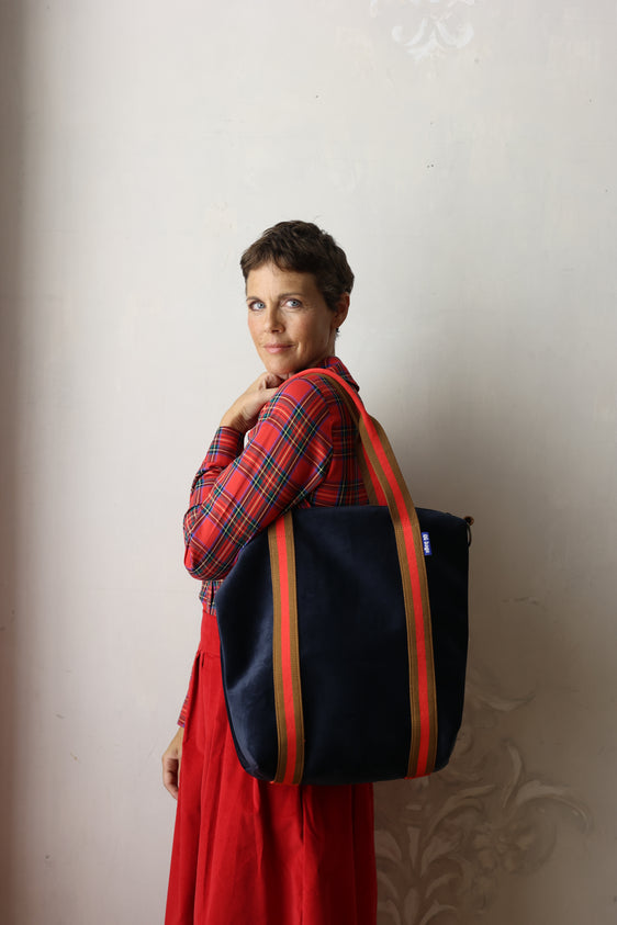 GIGI BAG  velluto blu + manico 82