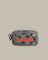 Light blue pill with fluorescent pink embroidery