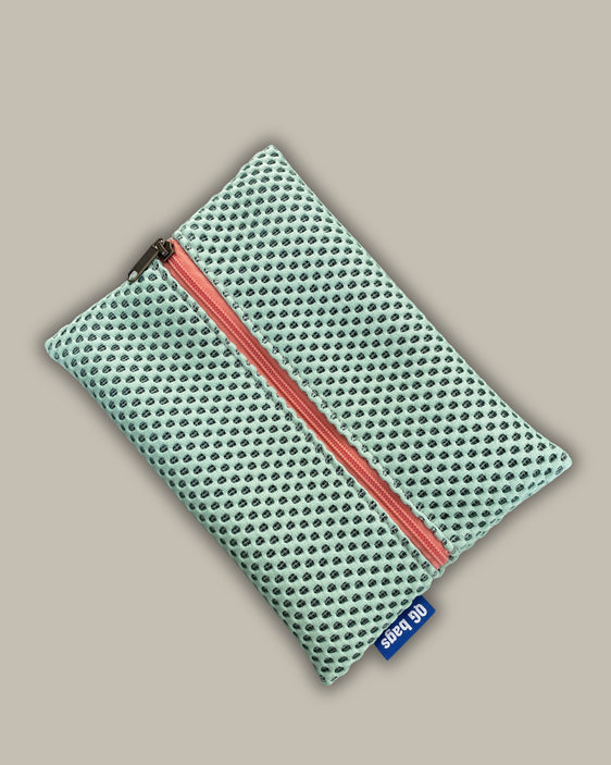 SOGLIOLA neoprene verde menta + cerniera salmone