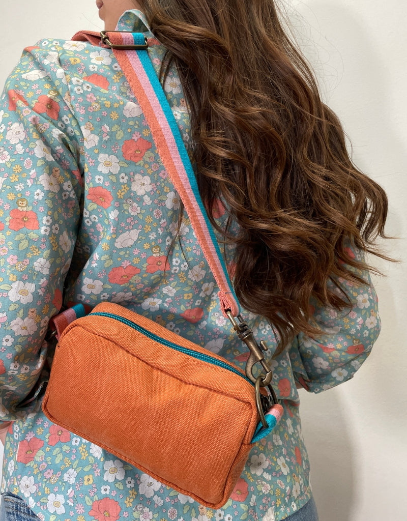 FLUO fuchsia neoprene PILLOW + blue embroidery