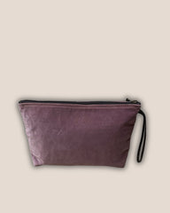 POCHETTONA velluto lilla - cerniera marrone - fodera marrone