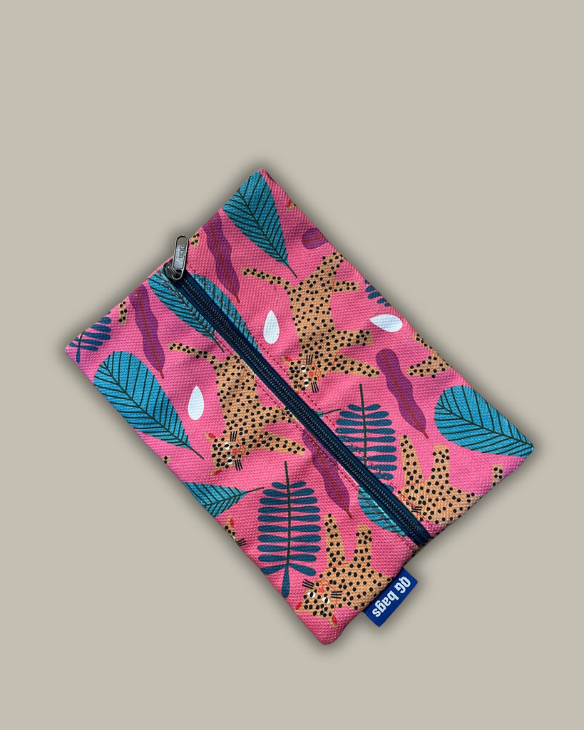 SOGLIOLA canvas stampato rosa + cerniera blu