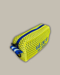 PILLOLA neoprene giallo + ricamo blu elettrico