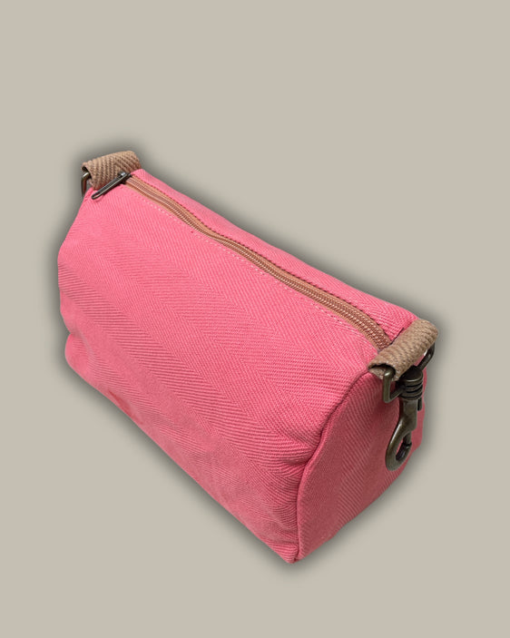 BEAUTY CLASSIC tessuto spigato rosa salmone  - manico biscotto