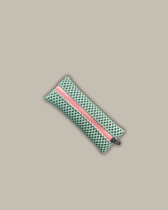 ACCIUGA neoprene menta + cerniera rosa