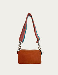 FLUO fuchsia neoprene PILLOW + blue embroidery