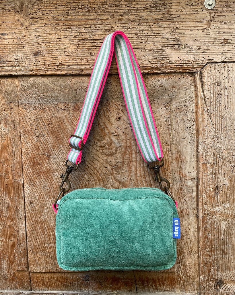 CECI BAG tessuto spugna verde acqua + manico 95