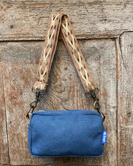 CECI BAG tessuto cotone blu + manico 60's