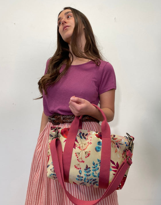 GRESSINA velluto impermeabile Japan beige + manico rosa antico