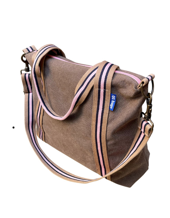 Grace Bag tessuto marroncino + manico 74