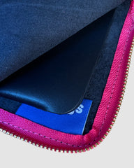 IL BAU pelle nera + zip fucsia fluo