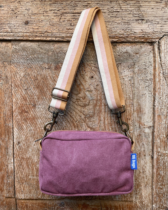 CECI BAG tessuto cotone malva + manico ILA