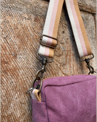 CECI BAG tessuto cotone malva + manico ILA