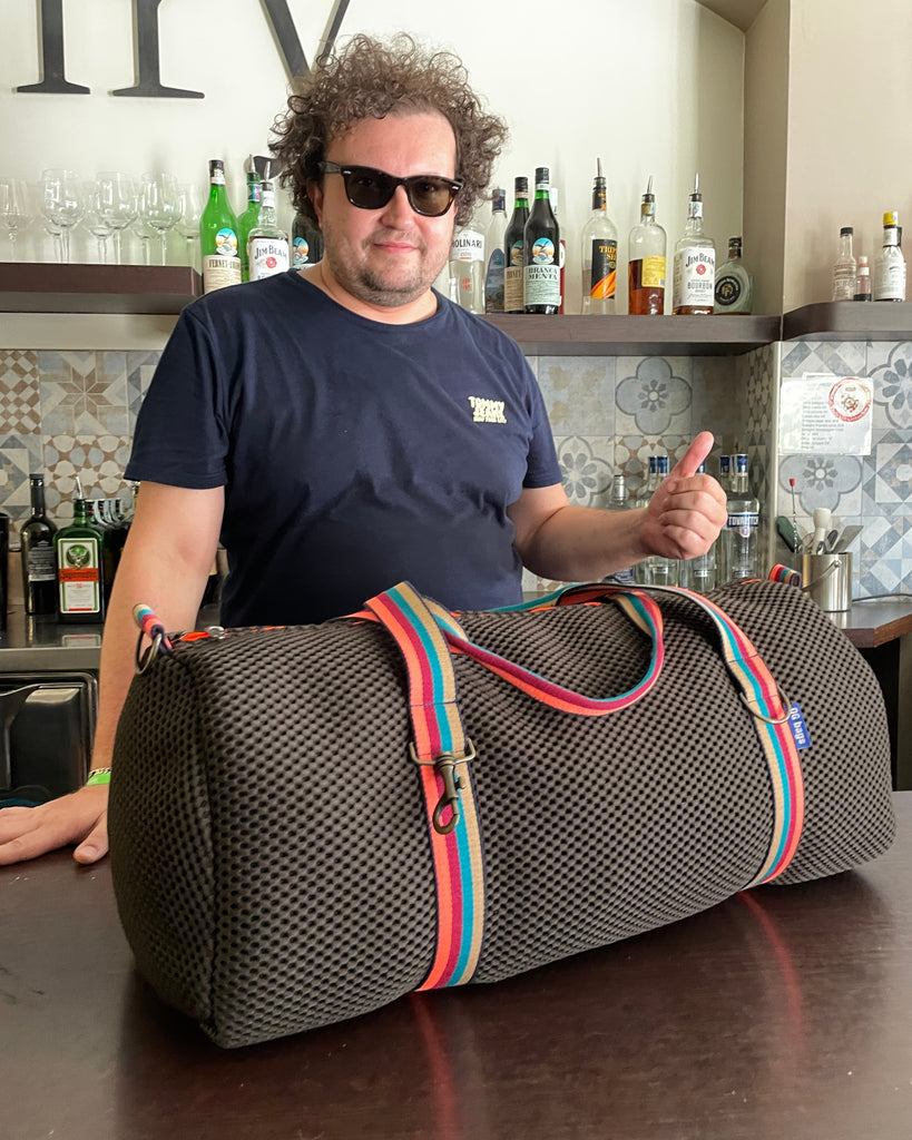 TRAVEL gray herringbone fabric + handle 70