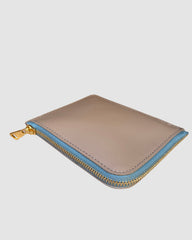 IL BAU pelle beige + zip verde acqua