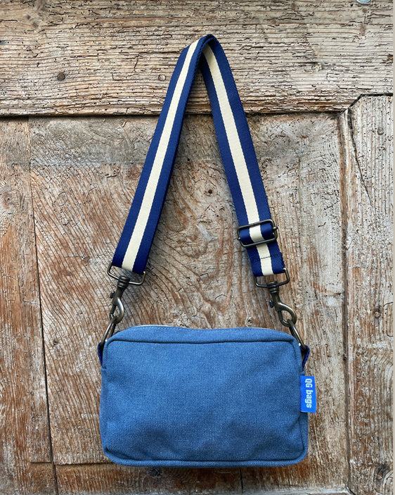 CECI BAG tessuto cotone bluette + manico 102