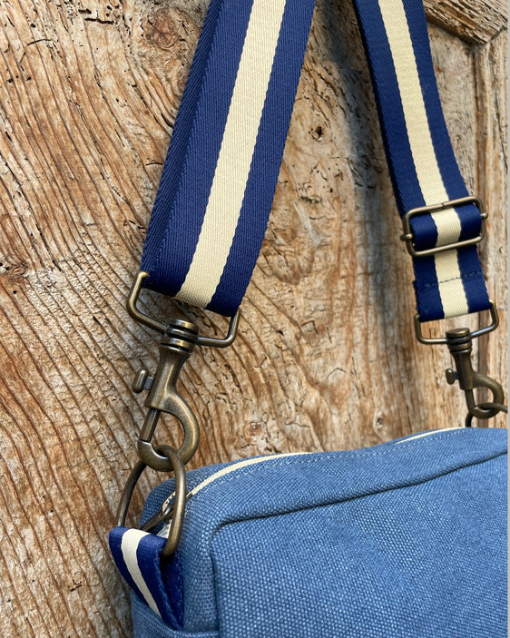 CECI BAG tessuto cotone bluette + manico 102