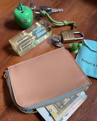 IL BAU pelle beige + zip verde acqua