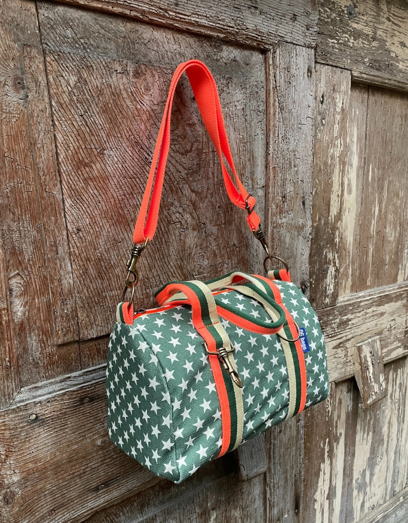 Lady Bag canvas stampato stelle verde + manico 32