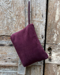 POCHETTONA velluto bordeaux - cerniera bordeaux - fodera bluette