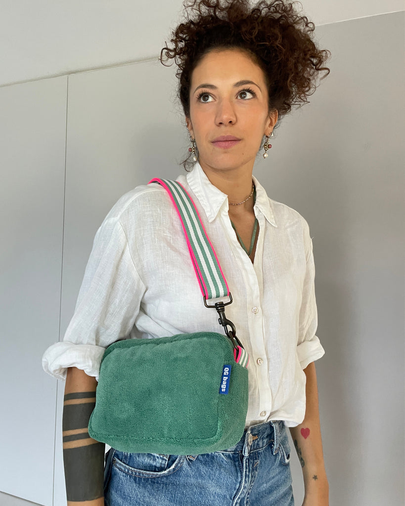 CECI BAG tessuto spugna verde acqua + manico 95