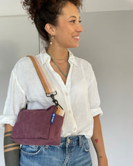 CECI BAG tessuto cotone malva + manico ILA