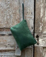 POCHETTONA velluto verde - cerniera verde - fodera azzurra