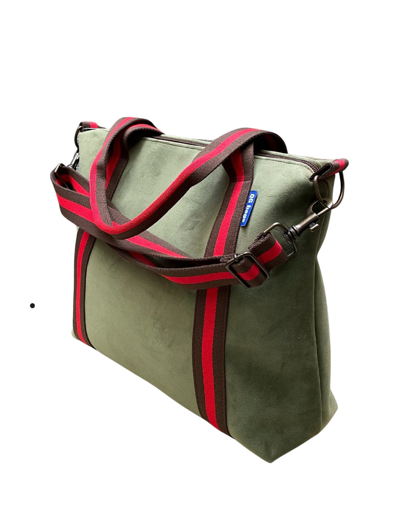 GRACE BAG velluto impermeabile verde salvia + manico 91