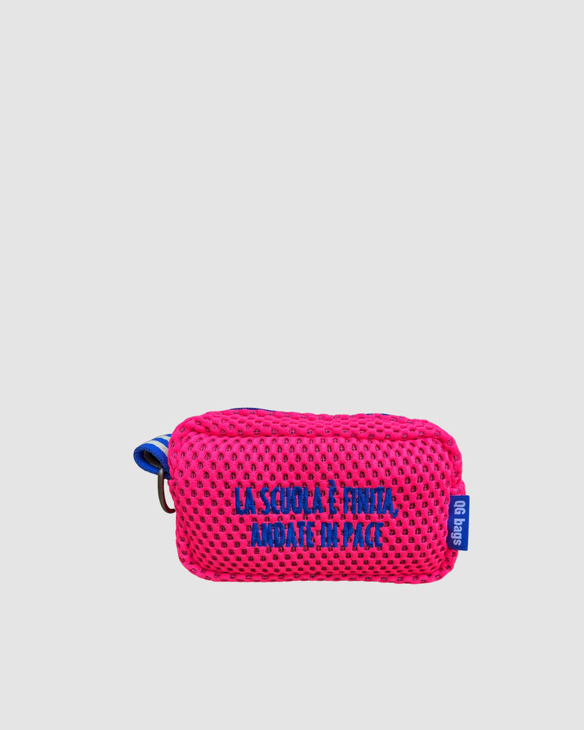PILLOLA neoprene fucsia fluo + ricamo blu elettrico
