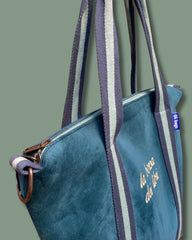 GIGI BAG speciale "la borsa dei libri" - velluto impermeabile petrolio + manico BAB