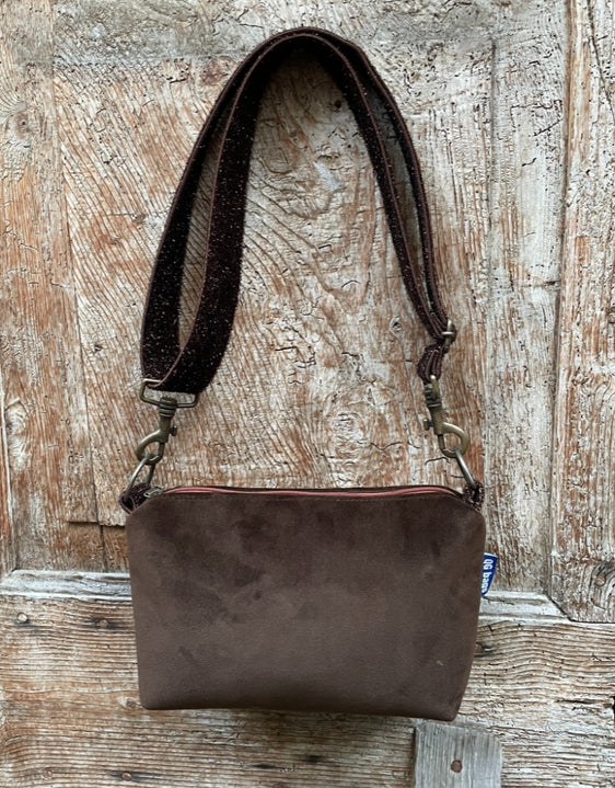 BRIOCHE "S.SILVESTRO" velluto impermeabile testa di moro + manico brillo testa di moro