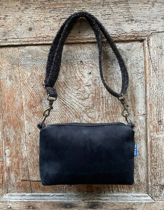 BRIOCHE "S.SILVESTRO" velluto impermeabile nero + manico brillo nero