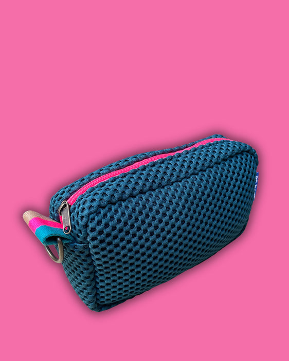 KATE neoprene petrolio + cerniera fucsia fluo
