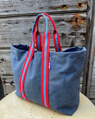 SUPER BAG tessuto cotone blu jeans + manico 102
