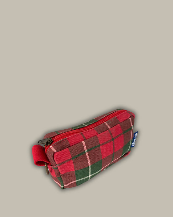 PILLOLA canvas stampato tartan + cerniera rossa