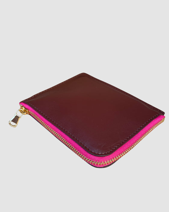 IL BAU pelle marrone + zip fucsia