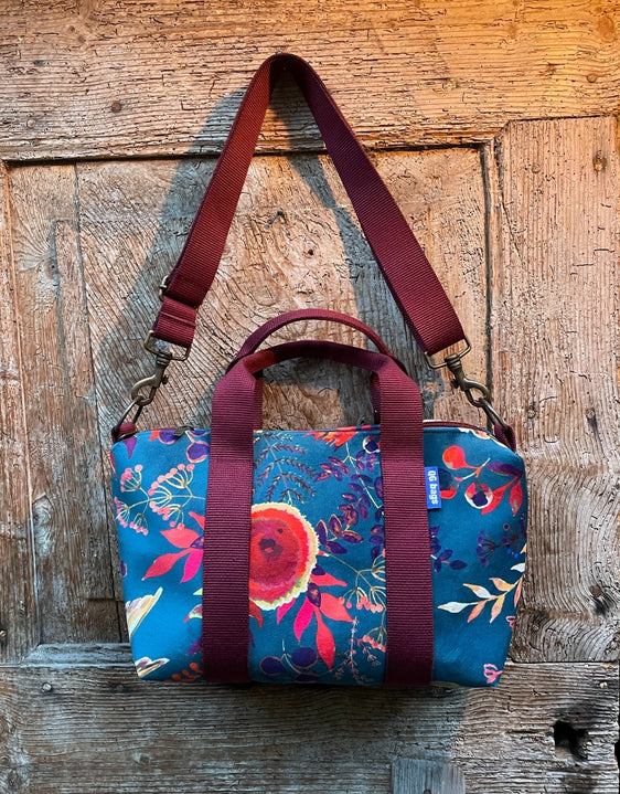 GRESSINA velluto impermeabile Japan petrolio + manico bordeaux